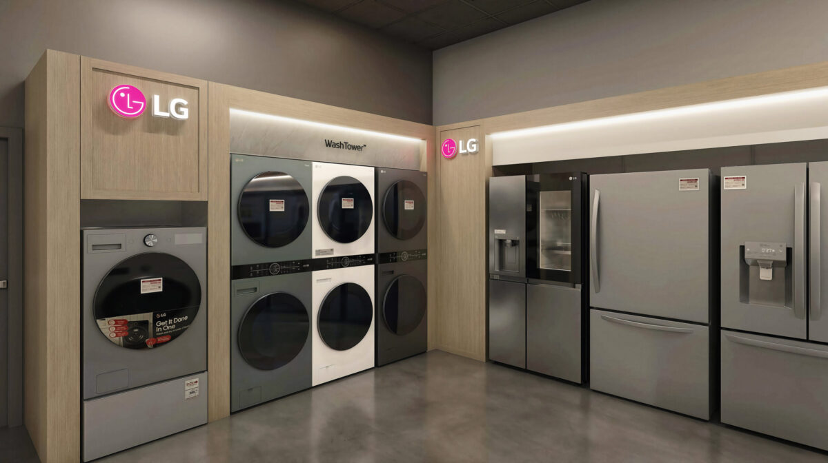 LG appliances shop-in-shop at The Brick, rendering 2